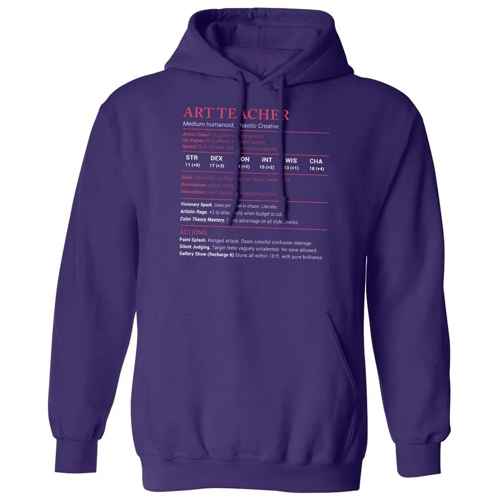 Art Teacher Stats Classic Unisex Hoodie - Purple - 6