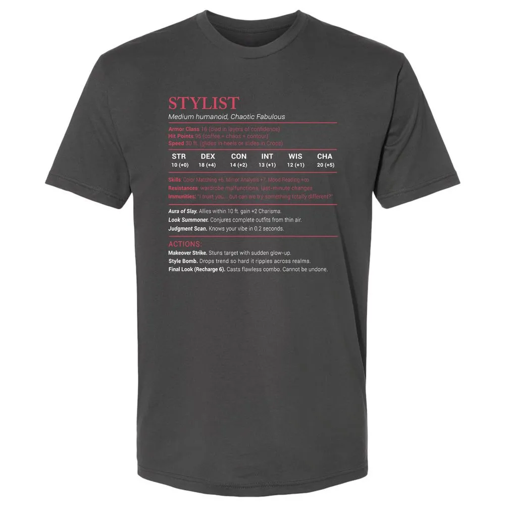 Stylist Stats Premium Unisex T-Shirt - Heavy Metal - 8