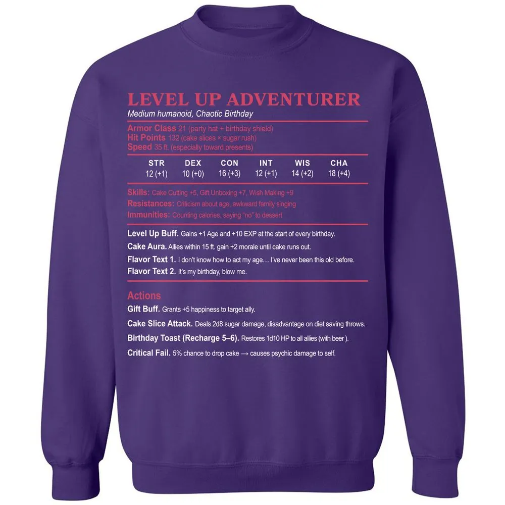 Level Up Adventurer Classic Unisex Sweatshirt - Purple - 6