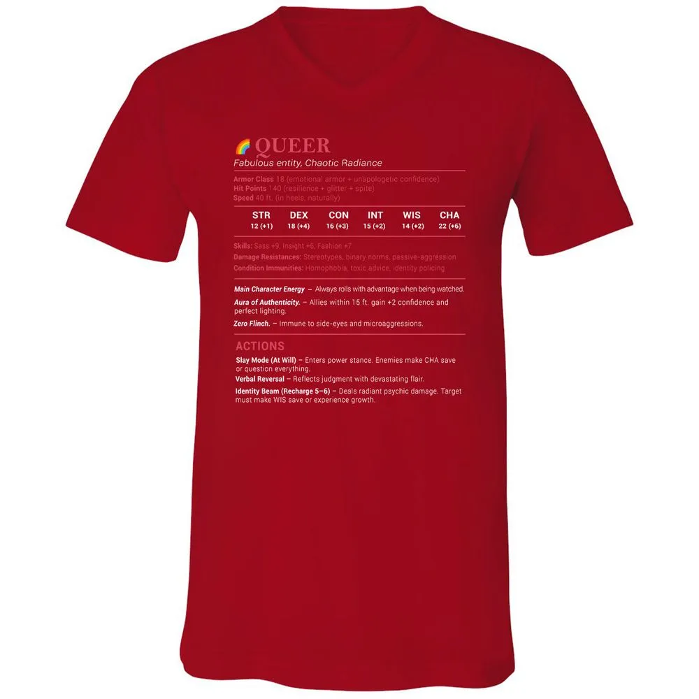 Queer Stats Unisex V-Neck T-Shirt - Red - 3