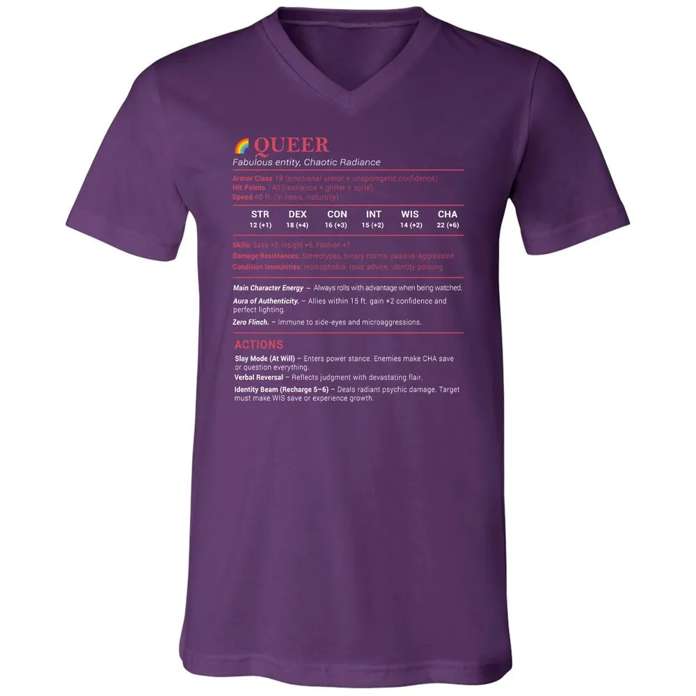 Queer Stats Unisex V-Neck T-Shirt - Team Purple - 9