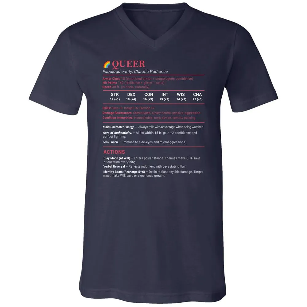 Queer Stats Unisex V-Neck T-Shirt - Navy - 2