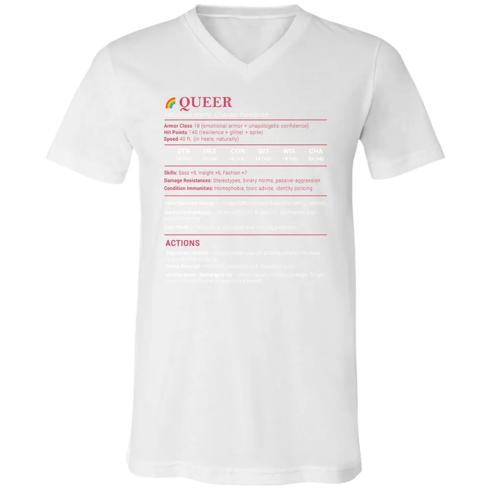 Queer Stats Unisex V-Neck T-Shirt - White - 5