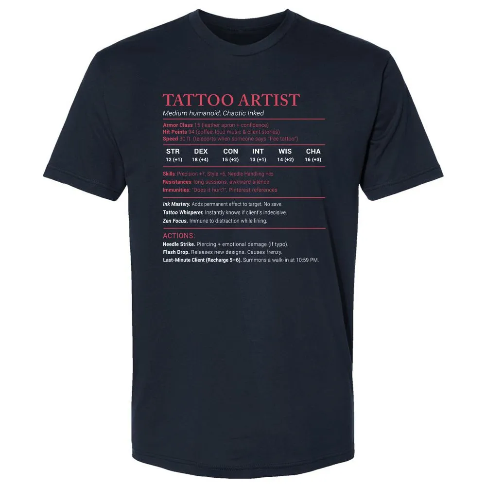 Tattoo Artist Stats Premium Unisex T-Shirt - Midnight Navy - 2