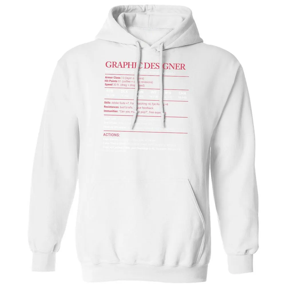 Graphic Designer Stats Classic Unisex Hoodie - White - 11