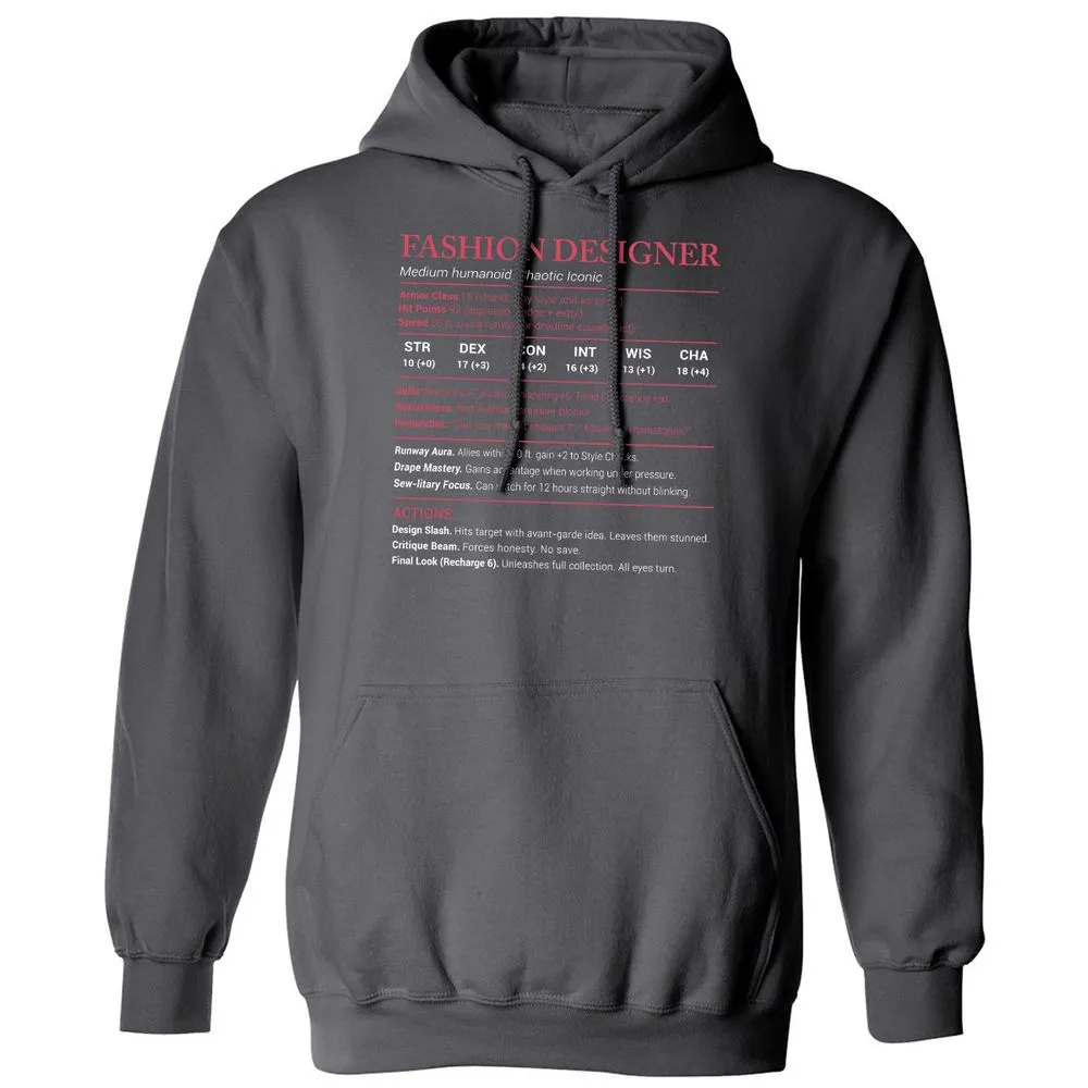 Fashion Designer Stats Classic Unisex Hoodie - Charcoal - 7