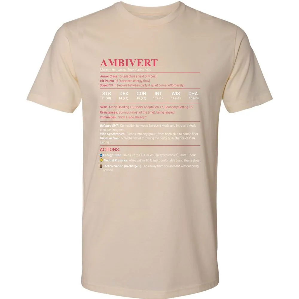 Ambivert Stats Premium Unisex T-Shirt - Cream - 14