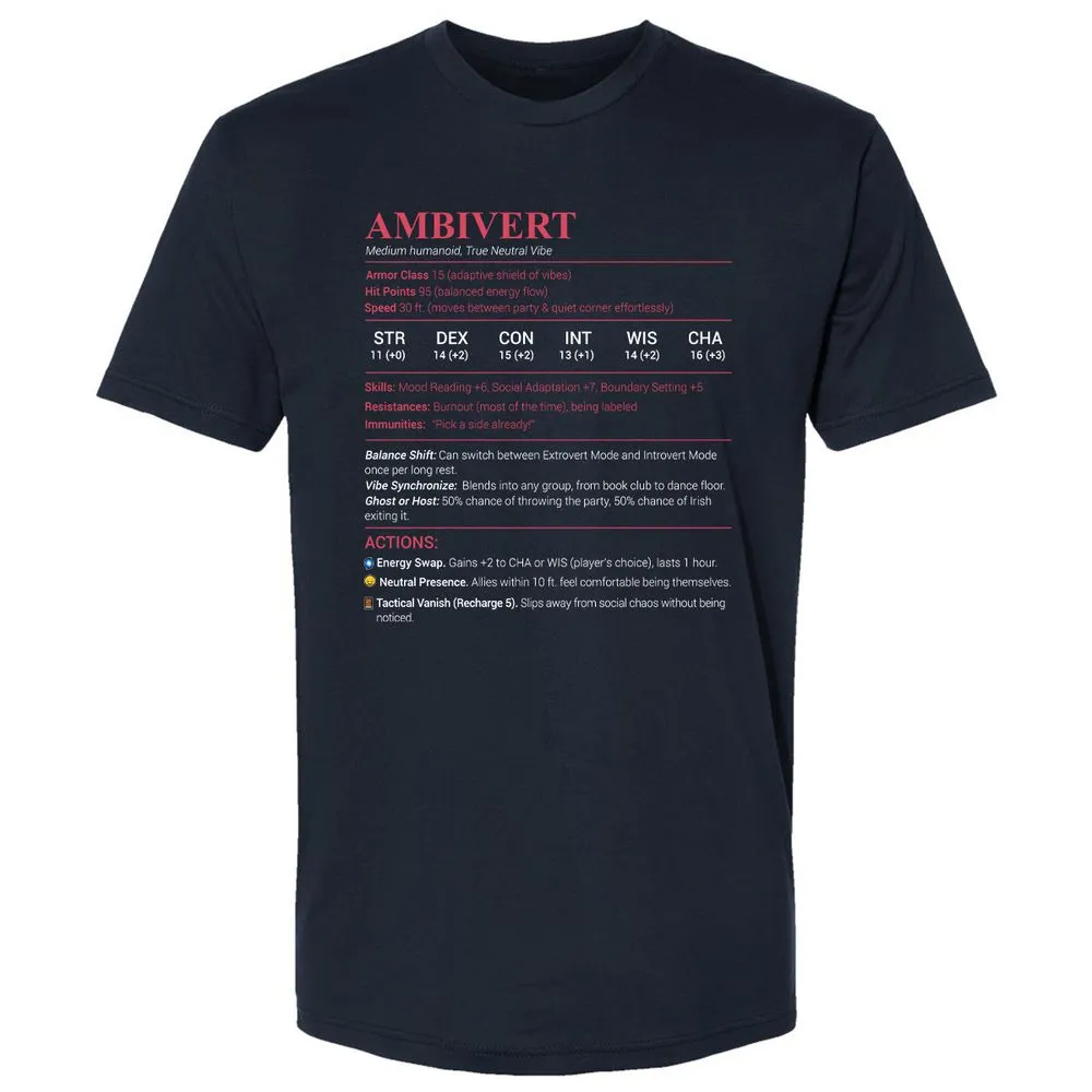 Ambivert Stats Premium Unisex T-Shirt - Midnight Navy - 2