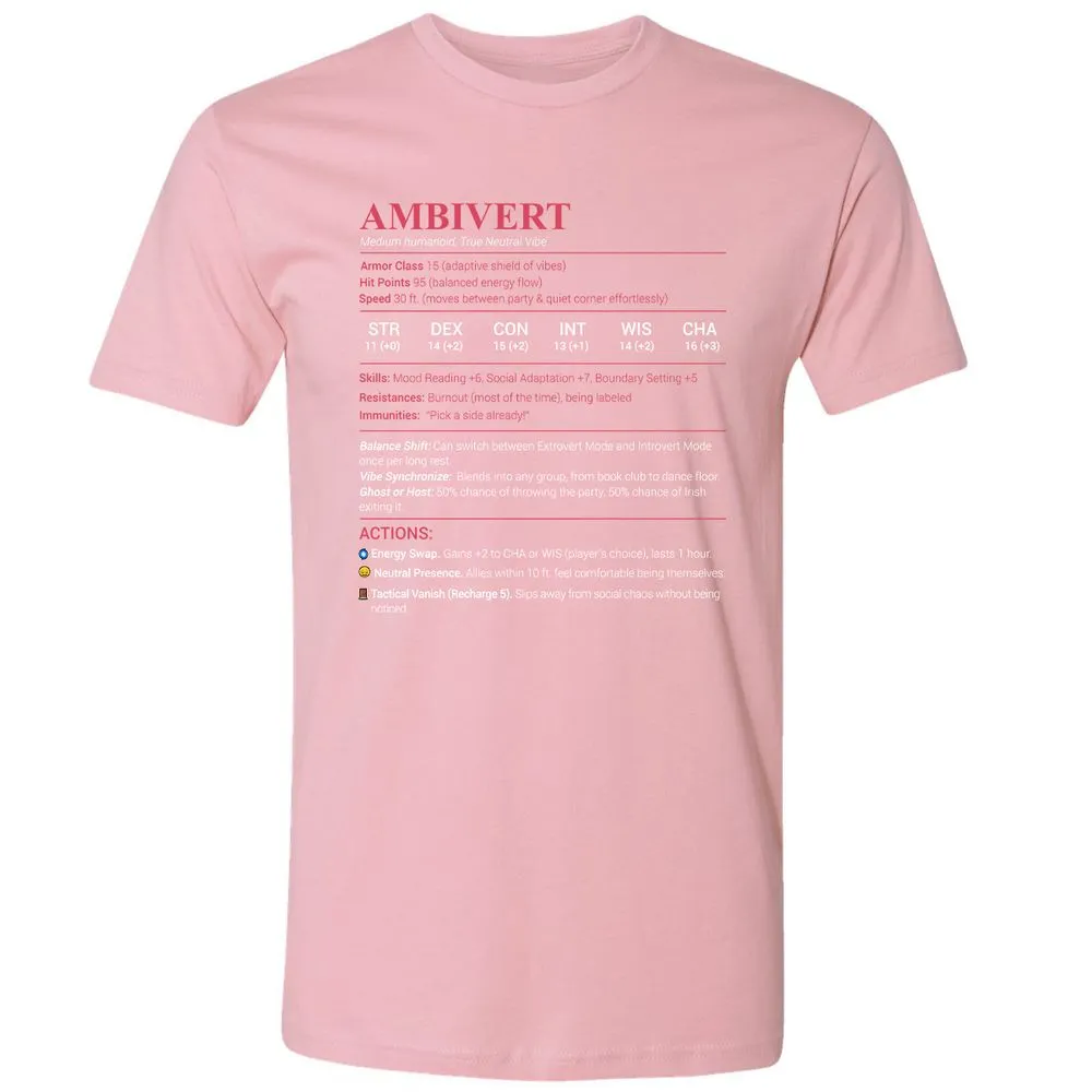 Ambivert Stats Premium Unisex T-Shirt - Light Pink - 3