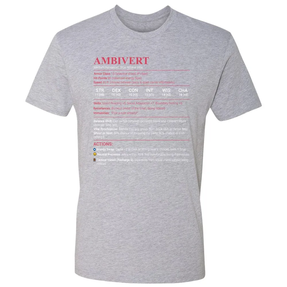 Ambivert Stats Premium Unisex T-Shirt - Heather Grey - 9