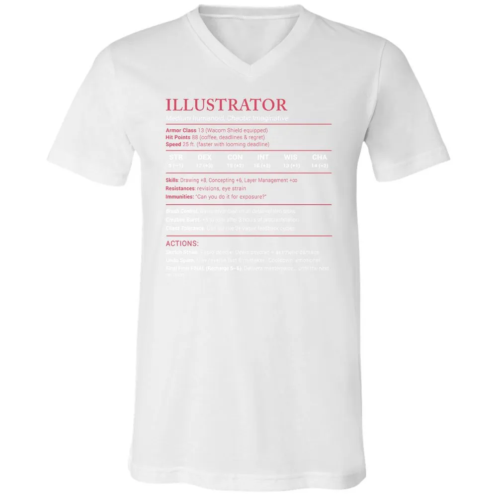 Illustrator Stats Unisex V-Neck T-Shirt - White - 5