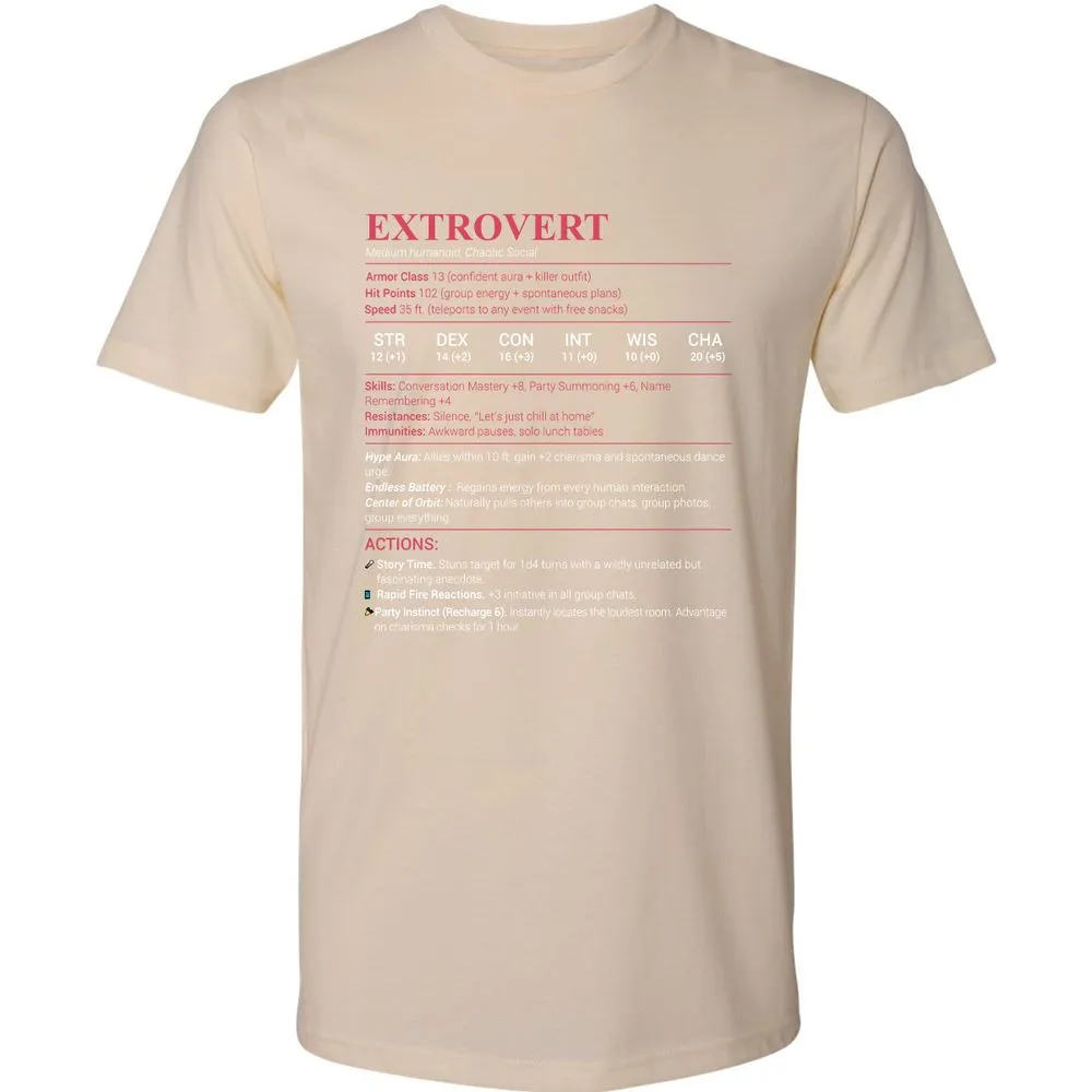 Extrovert Stats Premium Unisex T-Shirt - Cream - 14