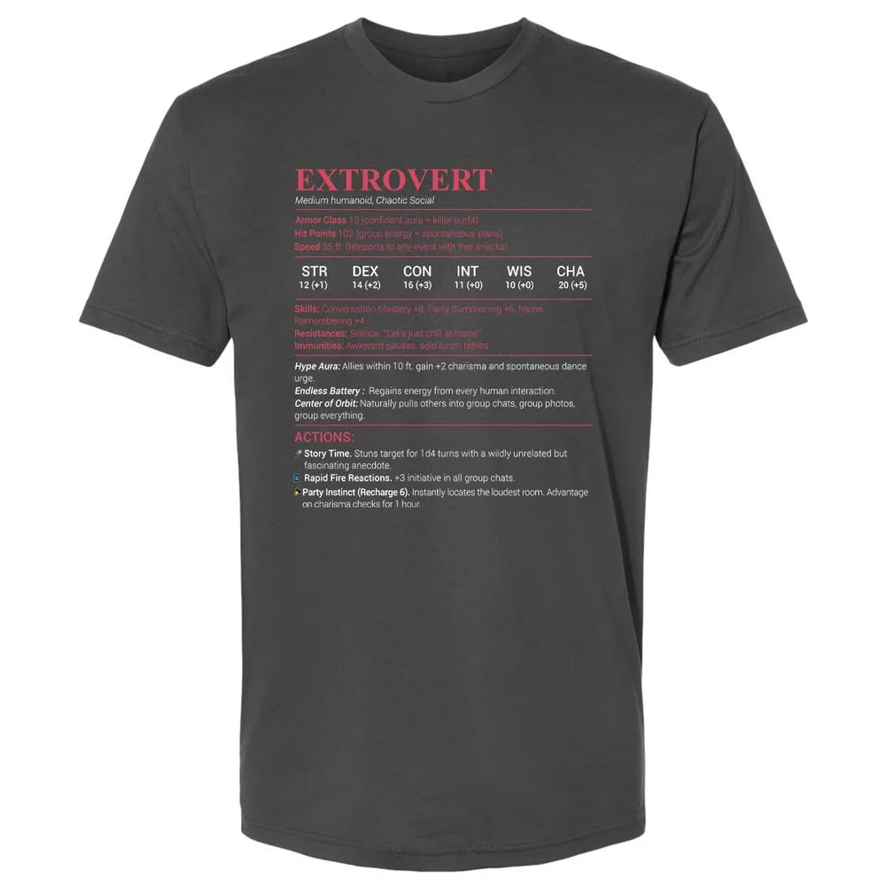 Extrovert Stats Premium Unisex T-Shirt - Heavy Metal - 8