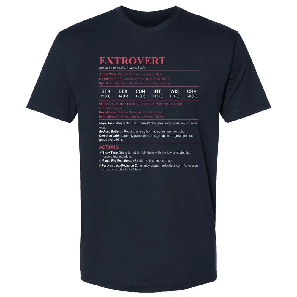 Extrovert Stats Premium Unisex T-Shirt - Midnight Navy - 2