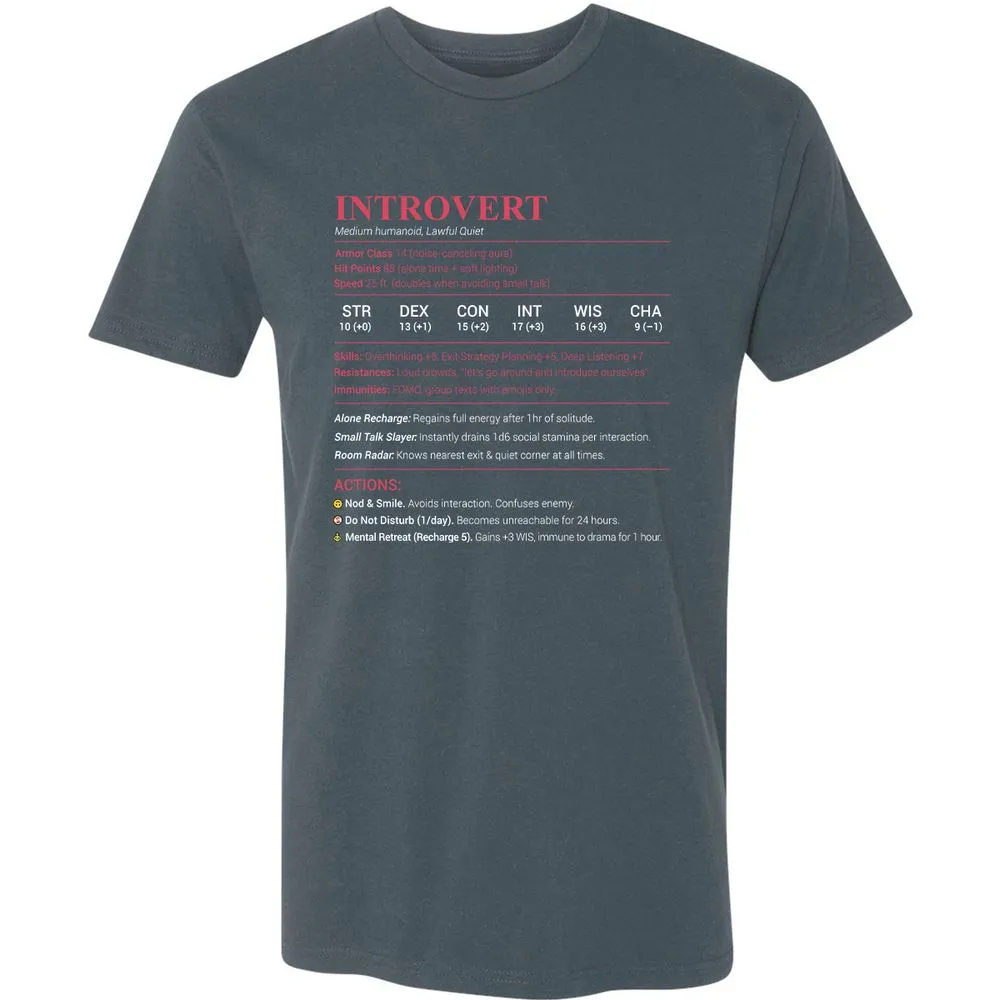 Introvert Stats Premium Unisex T-Shirt - Indigo - 15