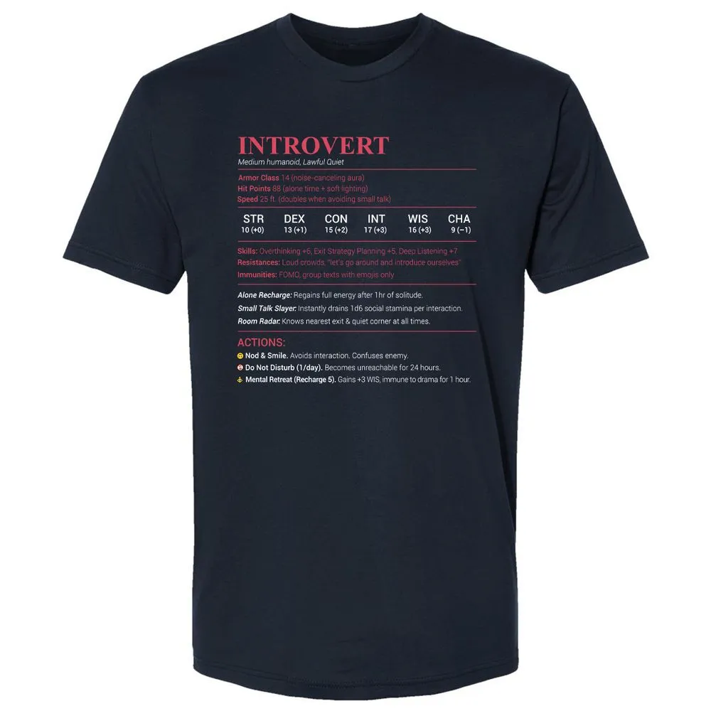 Introvert Stats Premium Unisex T-Shirt - Midnight Navy - 2
