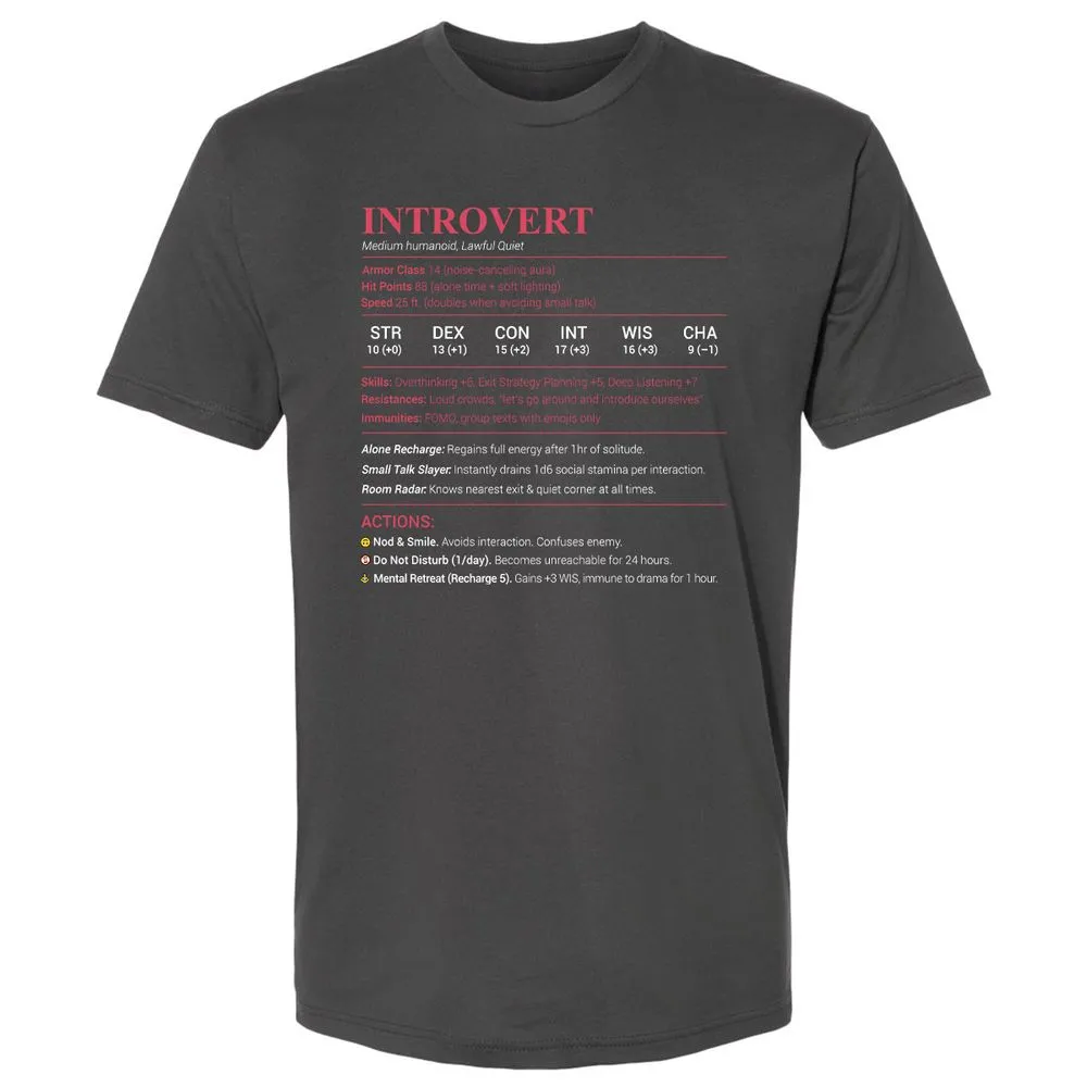 Introvert Stats Premium Unisex T-Shirt - Heavy Metal - 8