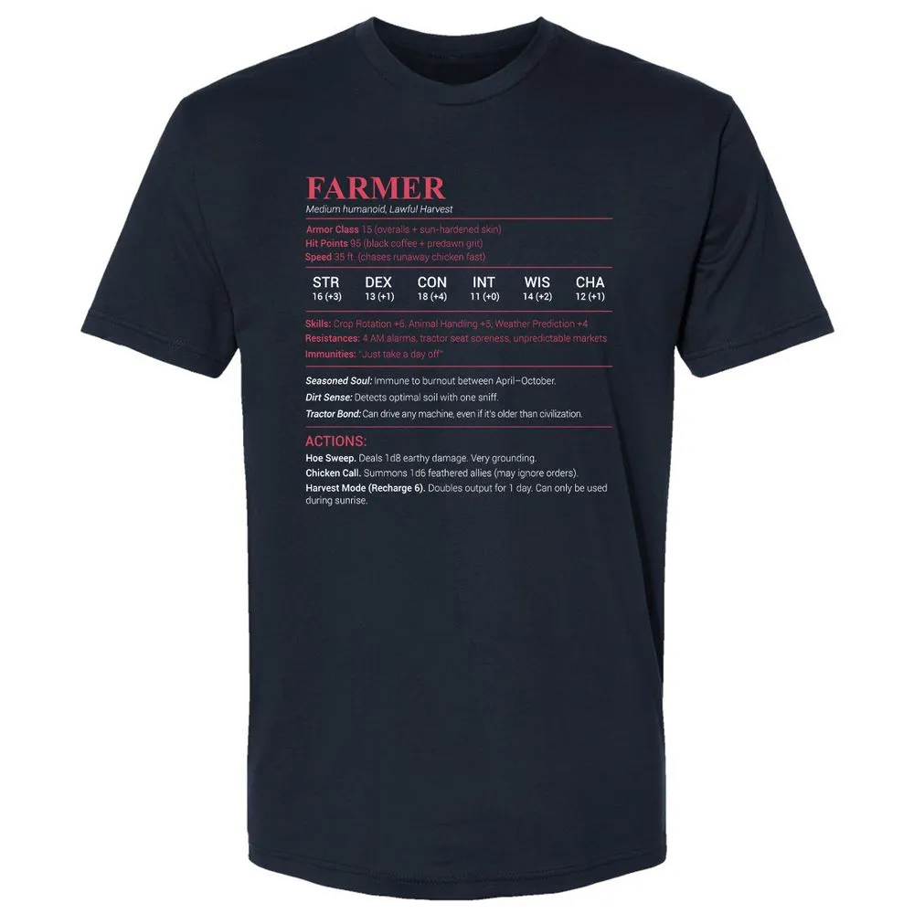 Farmer Stats Premium Unisex T-Shirt - Midnight Navy - 2
