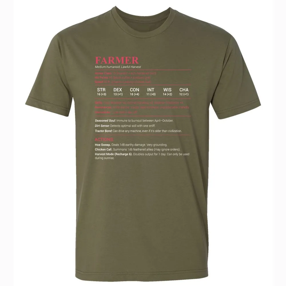 Farmer Stats Premium Unisex T-Shirt - Military Green - 5
