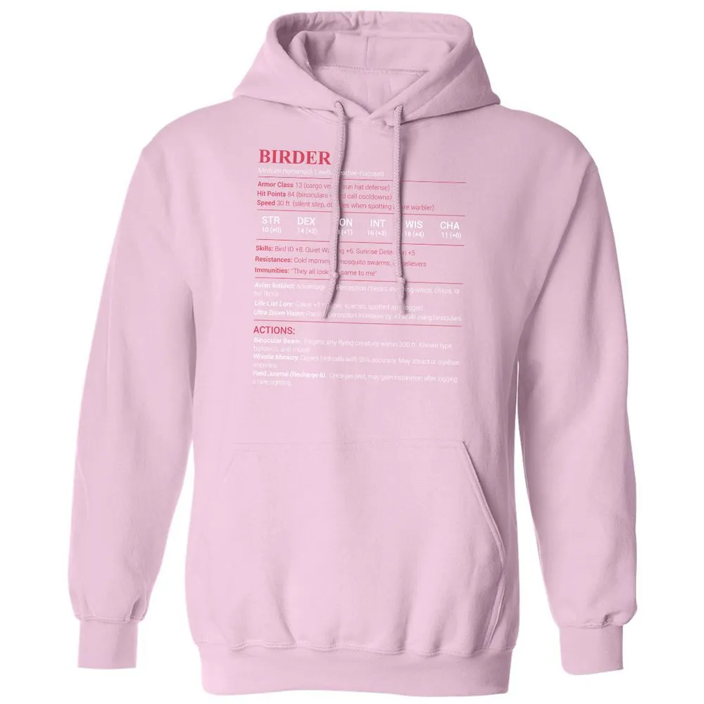Birder Stats Classic Unisex Hoodie - Light Pink - 3