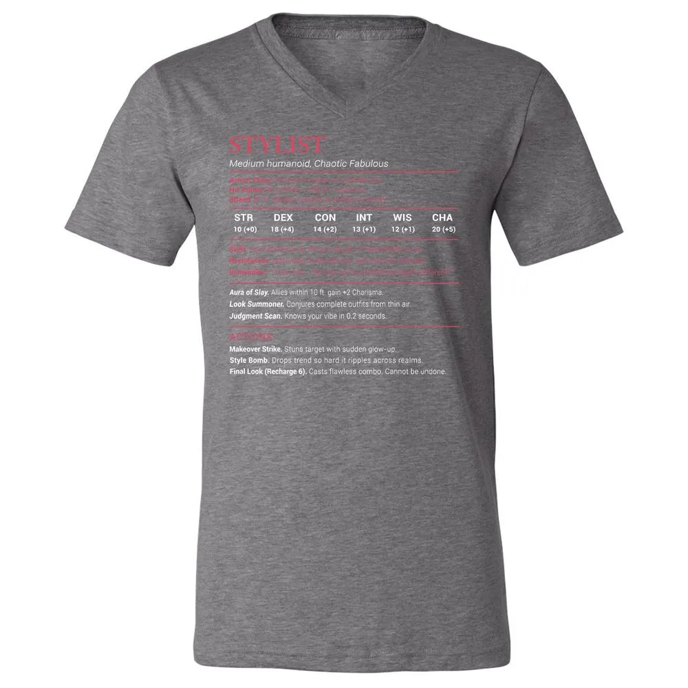 Stylist Stats Unisex V-Neck T-Shirt - Deep Heather - 13
