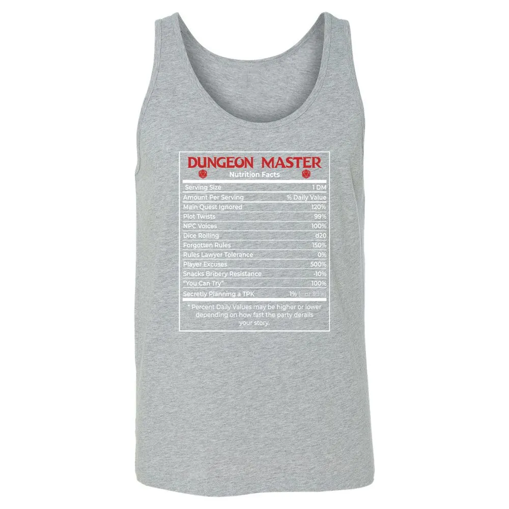 Dungeon Master Nutrition Facts Unisex Jersey Tank - Athletic Heather - 4