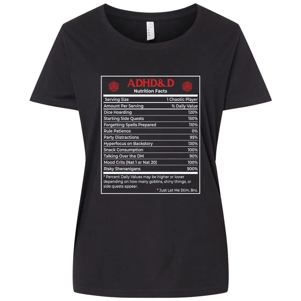 ADHD&D Nutrition Facts Ladies Curvy Jersey - Blended Black - 1