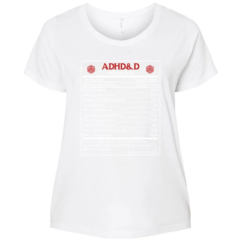 ADHD&D Nutrition Facts Ladies Curvy Jersey - White - 6
