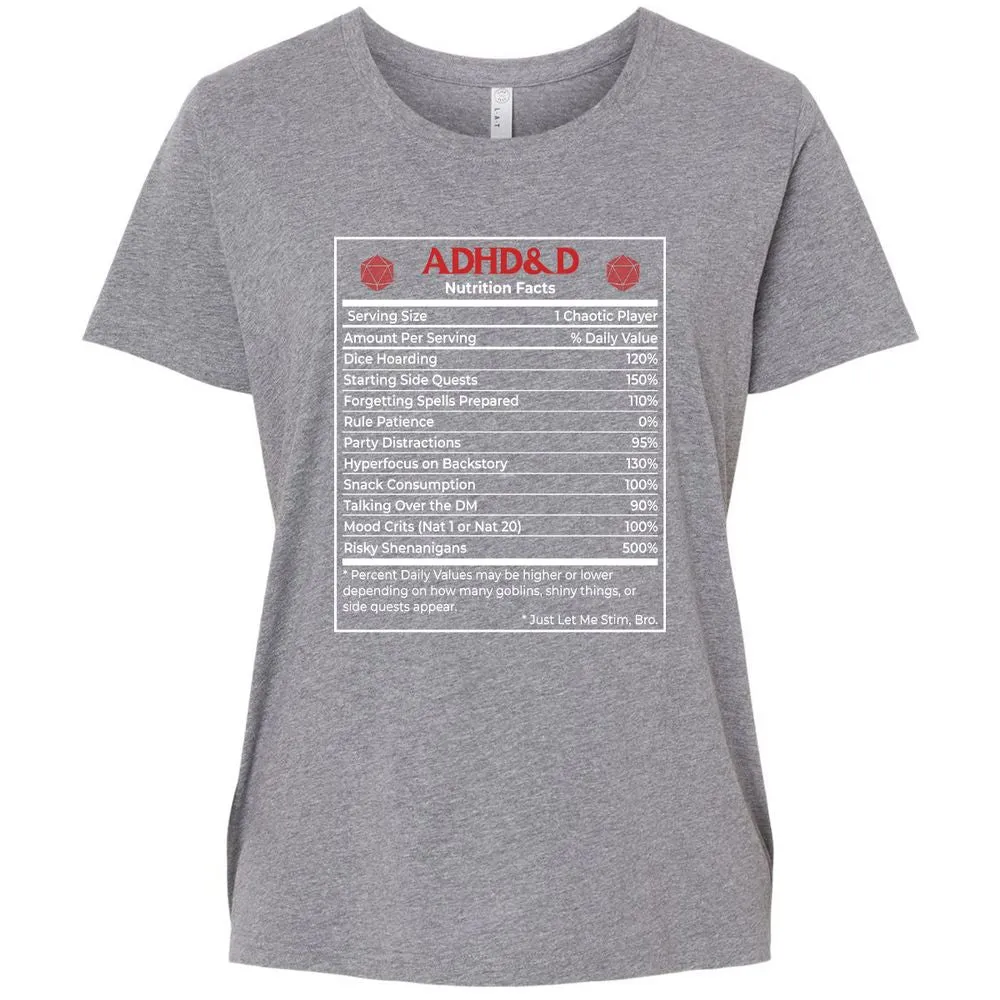 ADHD&D Nutrition Facts Ladies Curvy Jersey - Granite Heather - 9