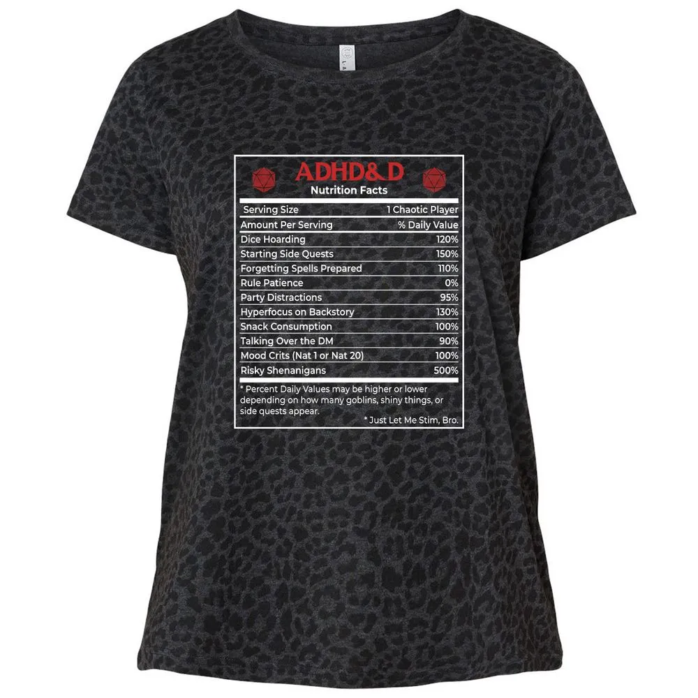 ADHD&D Nutrition Facts Ladies Curvy Jersey - Black Leopard - 11