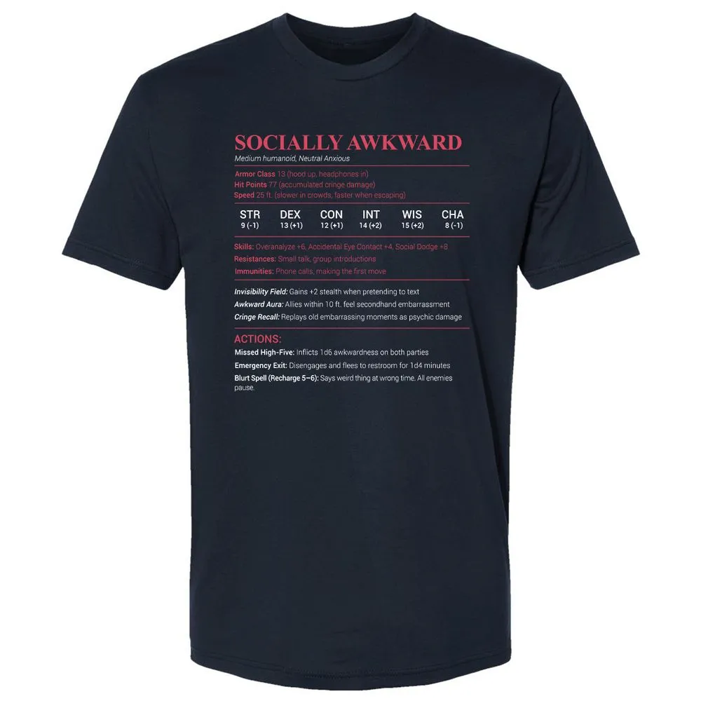 Socially Awkward Stats Premium Unisex T-Shirt - Midnight Navy - 2