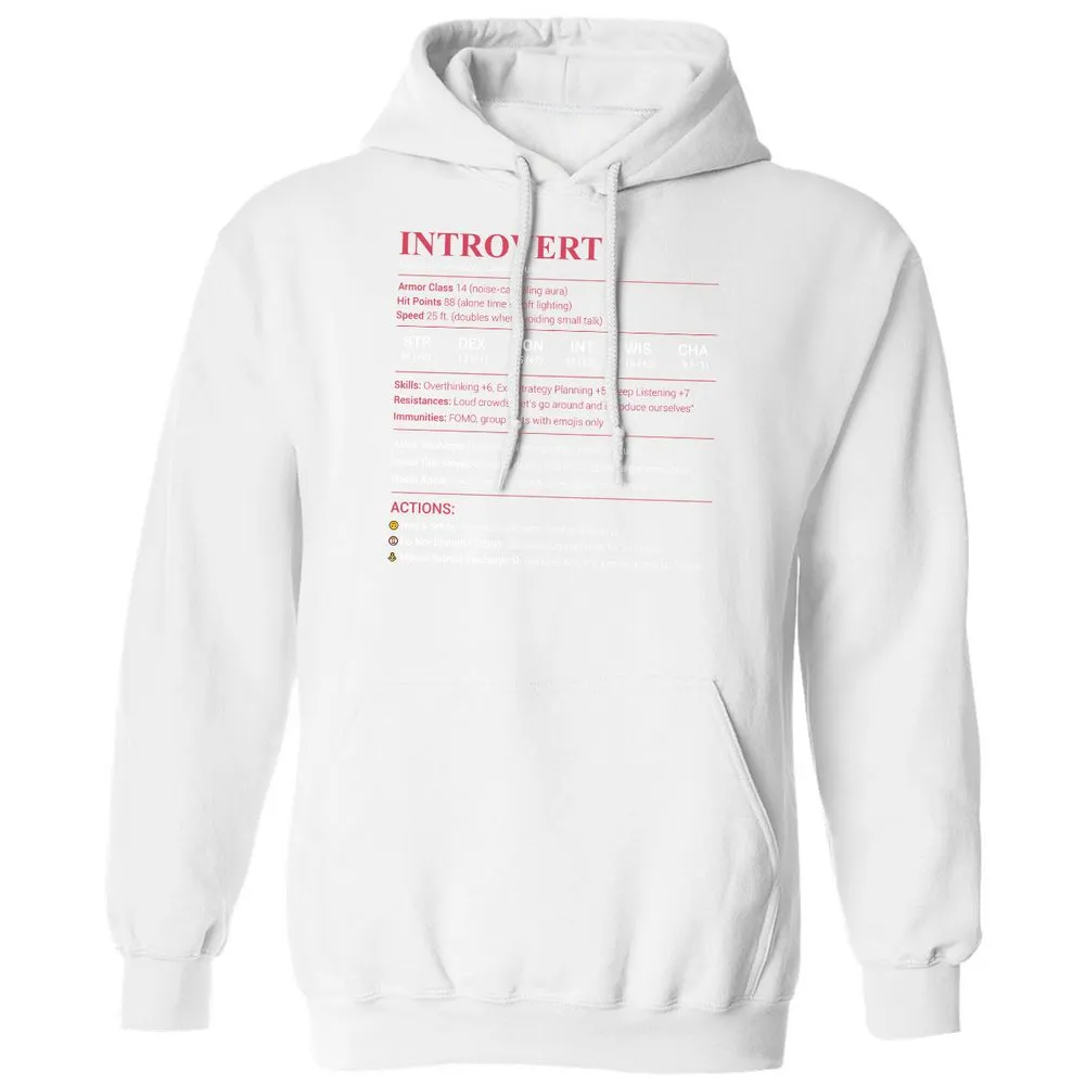 Introvert Stats Classic Unisex Hoodie - White - 11