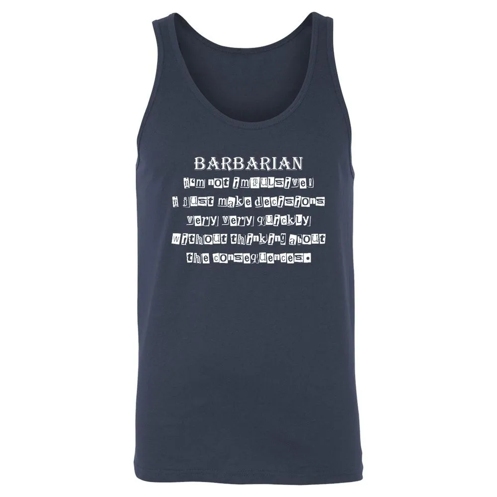 I’m Not Impulsive Barbarian Unisex Jersey Tank - Navy - 2