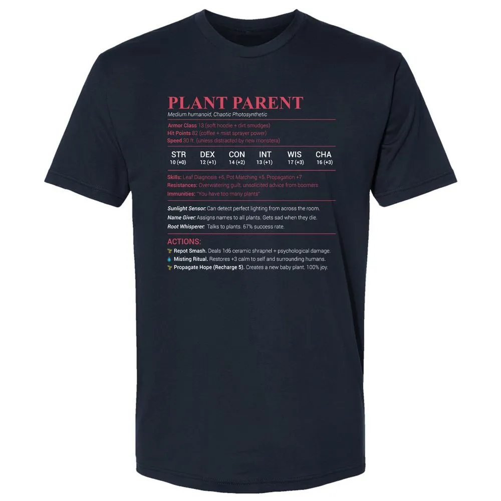 Plant Parent Stats Premium Unisex T-Shirt - Midnight Navy - 2