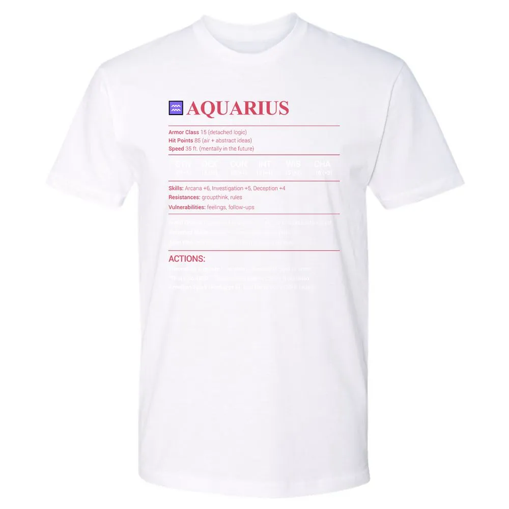Aquarius Stats Premium Unisex T-Shirt - White - 4