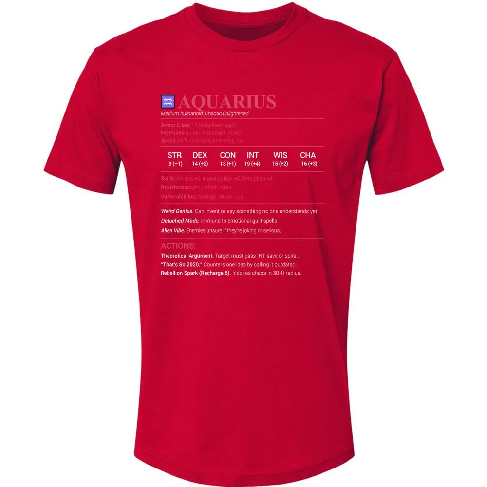 Aquarius Stats Premium Unisex T-Shirt - Red - 6