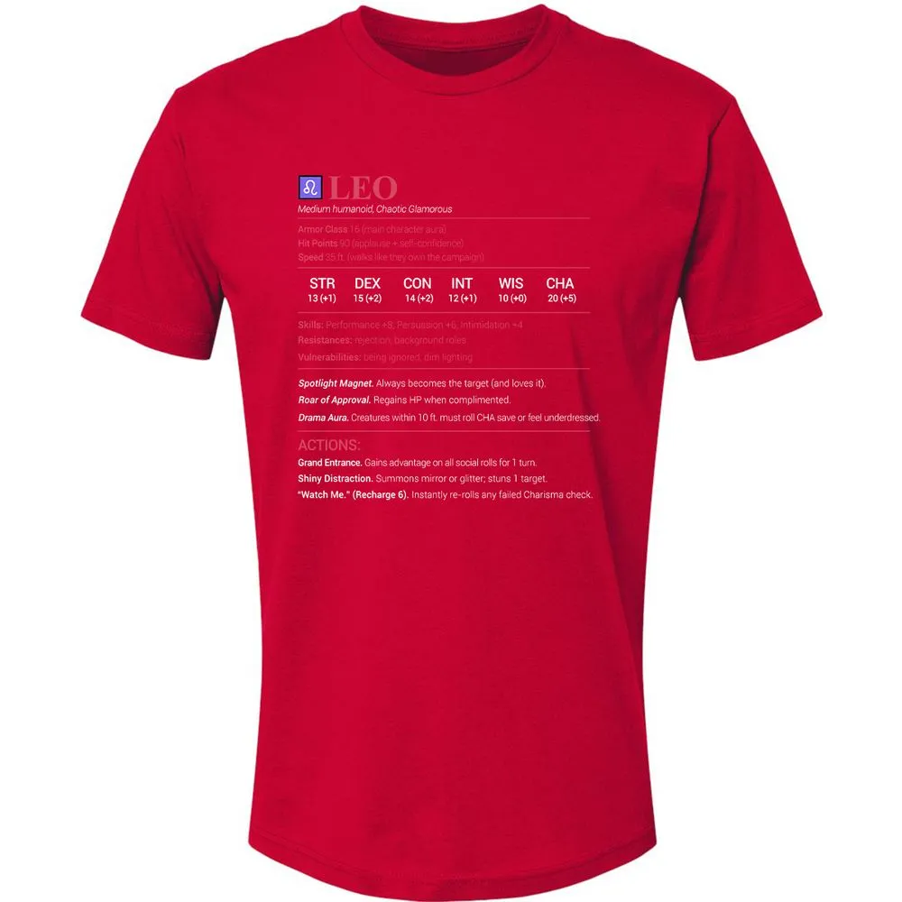 Leo Stats Premium Unisex T-Shirt - Red - 6