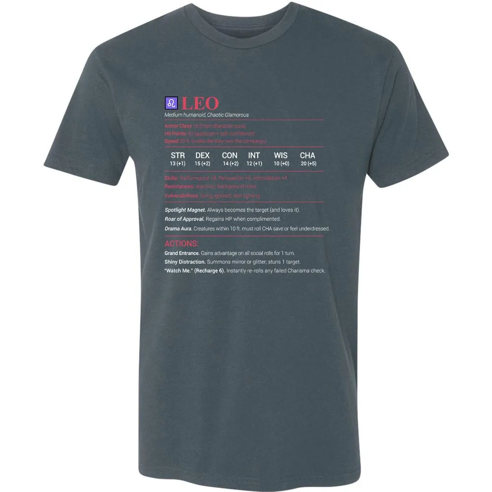 Leo Stats Premium Unisex T-Shirt - Indigo - 15