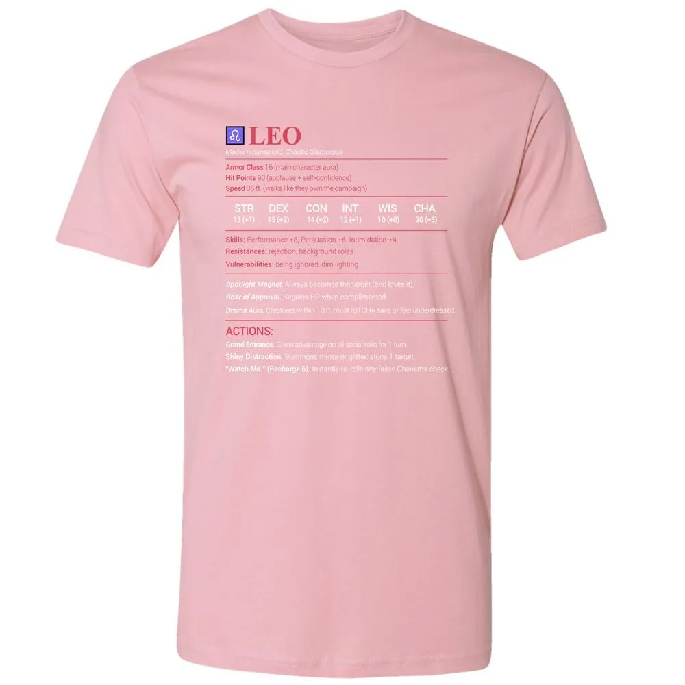 Leo Stats Premium Unisex T-Shirt - Light Pink - 3