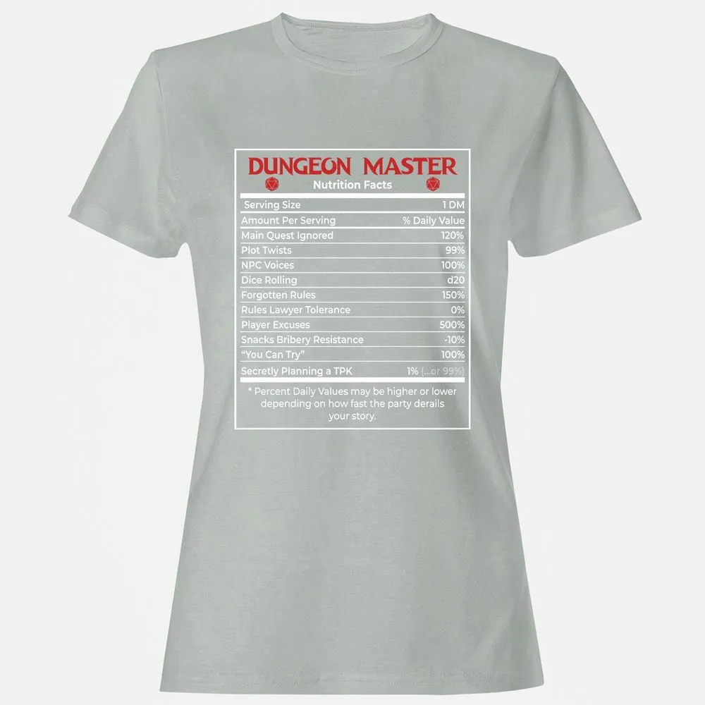 Dungeon Master Nutrition Facts Women's T-Shirt - Ash - 2
