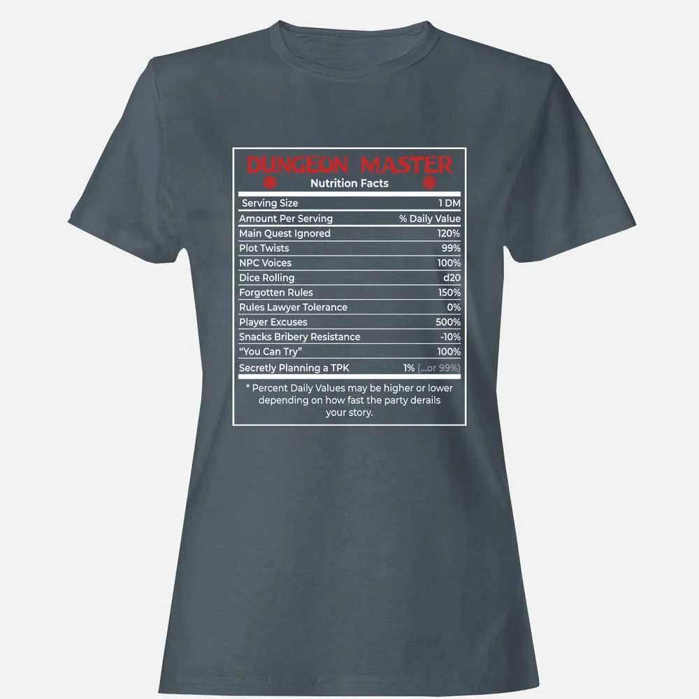 Dungeon Master Nutrition Facts Women's T-Shirt - Charcoal - 3
