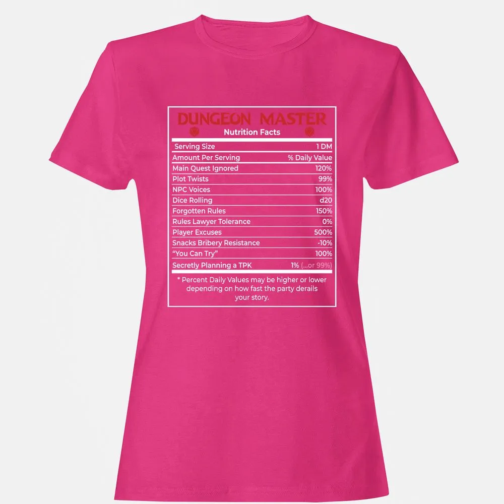 Dungeon Master Nutrition Facts Women's T-Shirt - Heliconia - 6