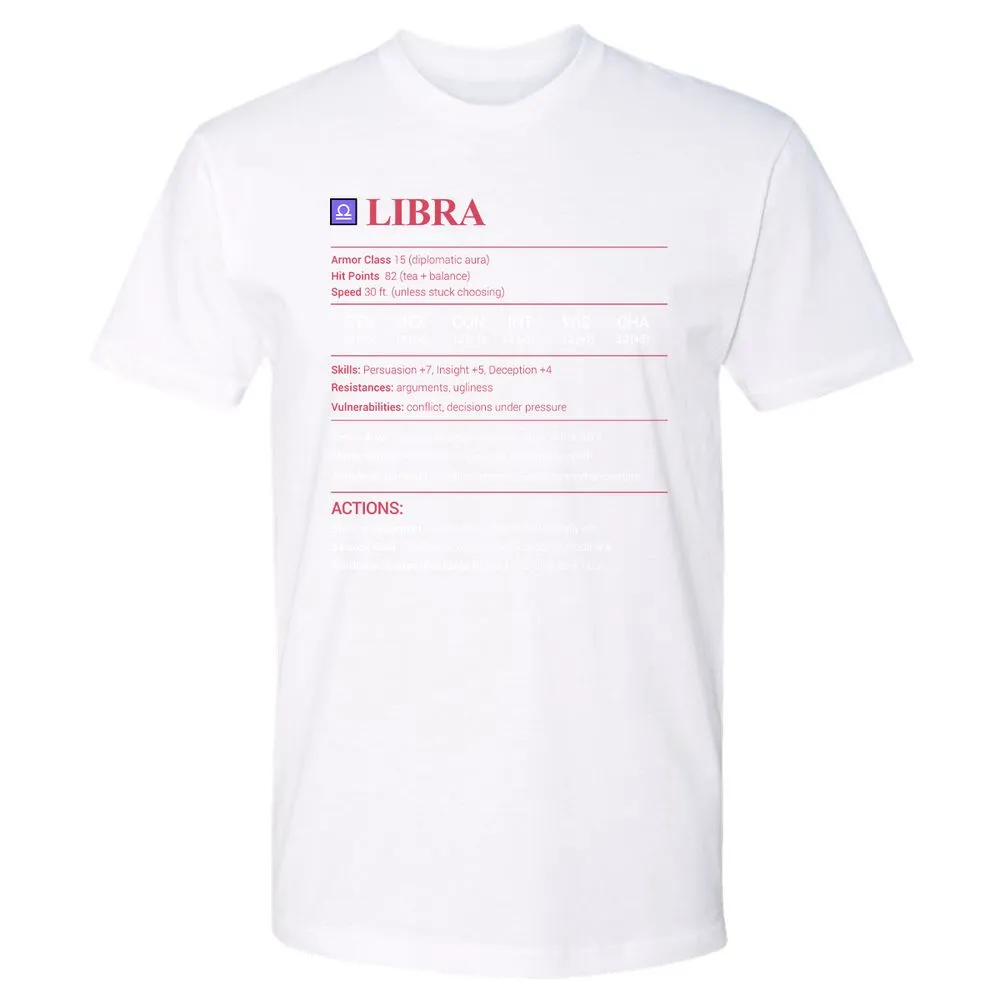 Libra Stats Premium Unisex T-Shirt - White - 4