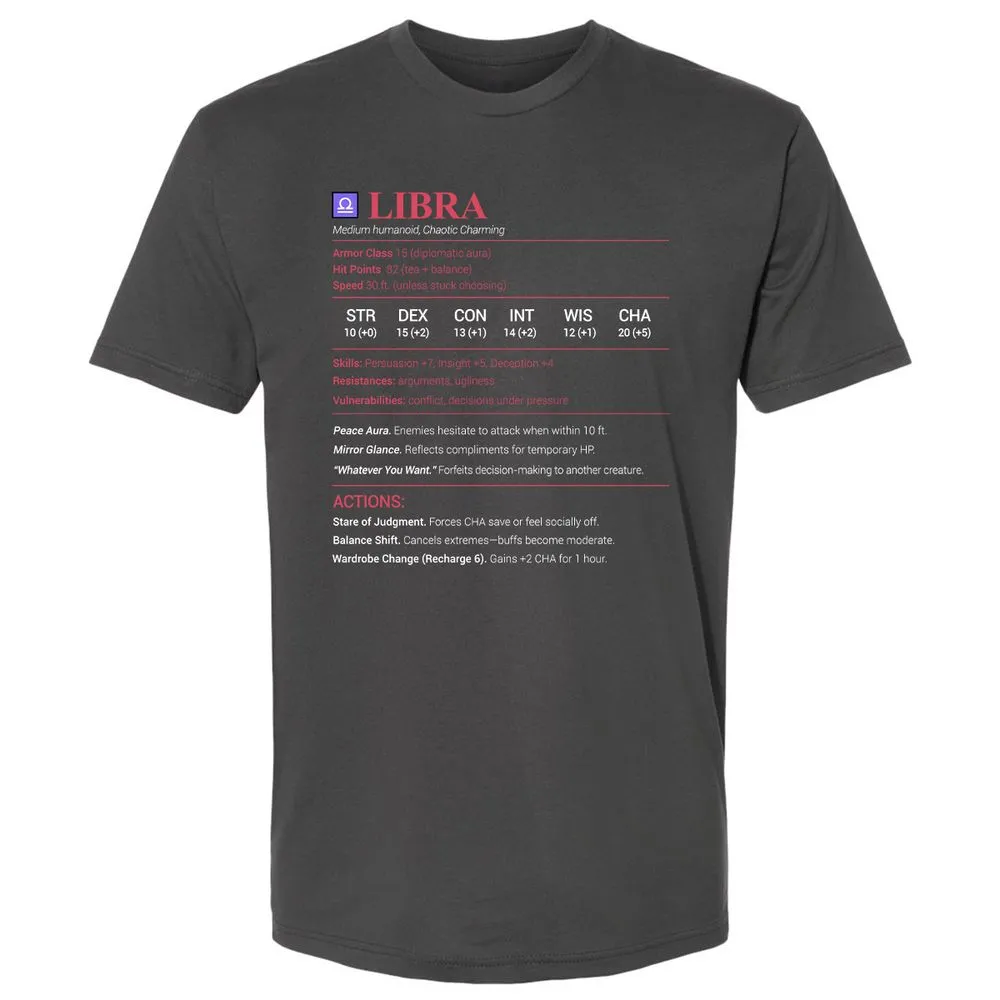 Libra Stats Premium Unisex T-Shirt - Heavy Metal - 8