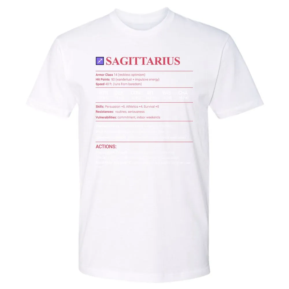 Sagittarius Stats Premium Unisex T-Shirt - White - 4