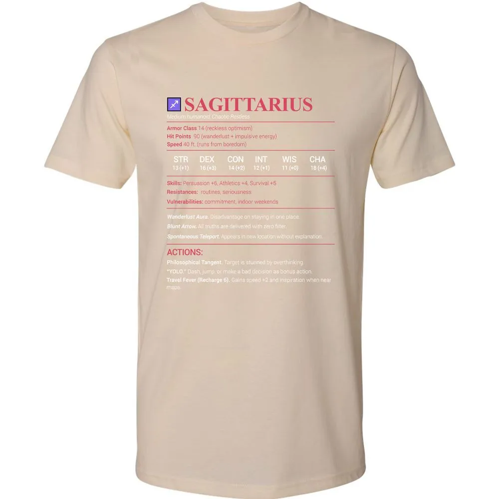 Sagittarius Stats Premium Unisex T-Shirt - Cream - 14