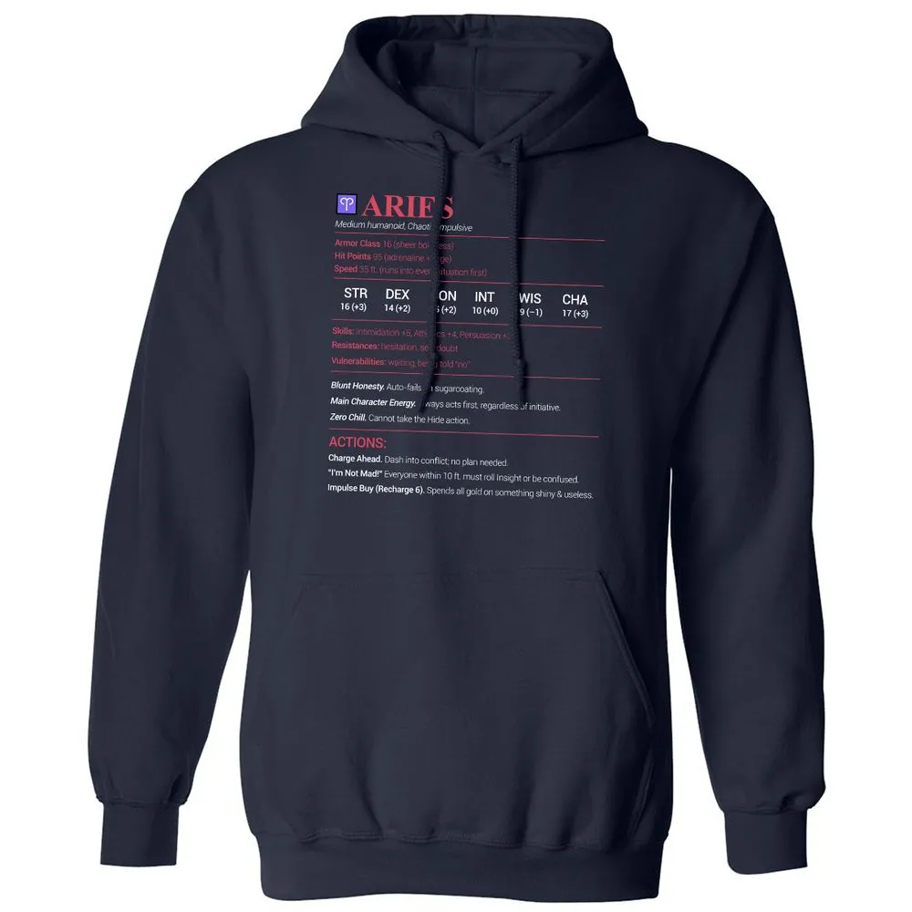 Aries Stats Classic Unisex Hoodie - Navy - 2