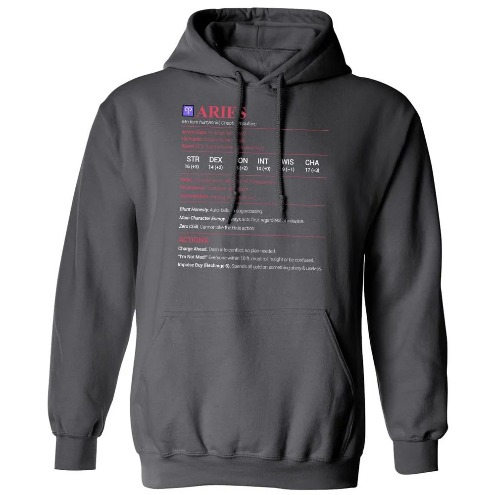 Aries Stats Classic Unisex Hoodie - Charcoal - 7