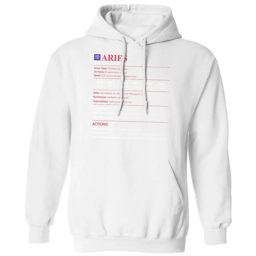 Aries Stats Classic Unisex Hoodie - White - 11