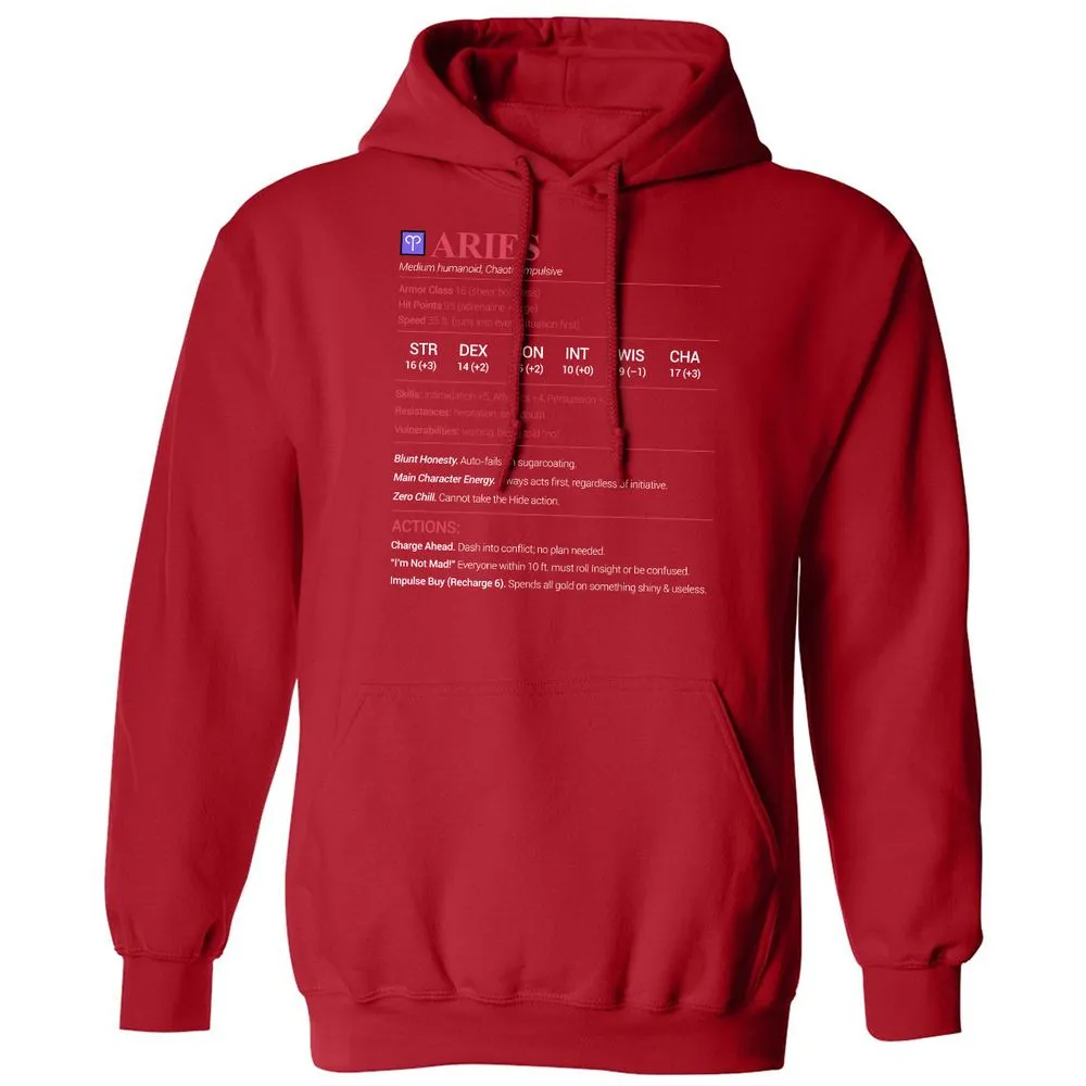Aries Stats Classic Unisex Hoodie - Red - 5